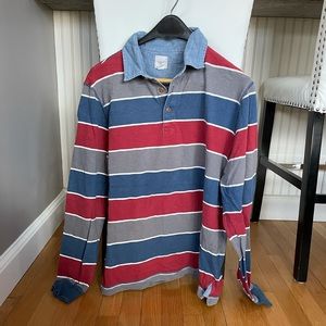 Land’s End Striped Long-sleeve Tee w/ Linen Collar